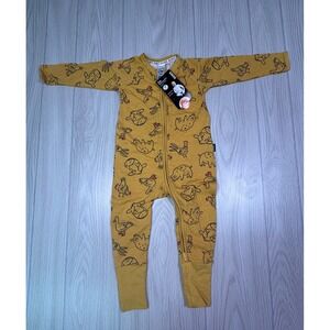 Bonds Zip Wondersuit Baby Sleepsuit Jumpsuit Yellow Farm Animal Print 12 18M